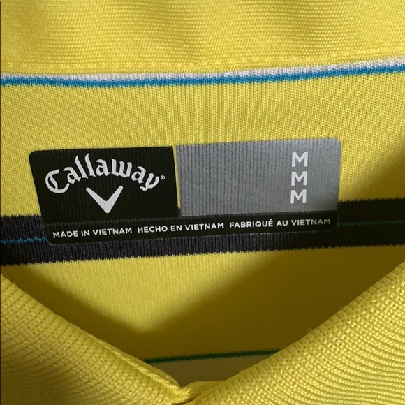 Callaway Yellow Striped Golf Polo Men’s Medium - Picture 3 of 3